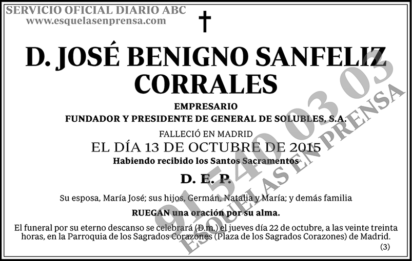 José Benigno Sanfeliz Corrales